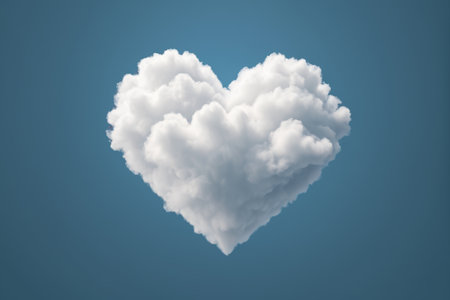 Heart-shaped clouds, blue skyの素材