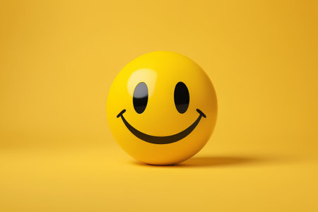 Yellow smiley face emoji sphereの素材
