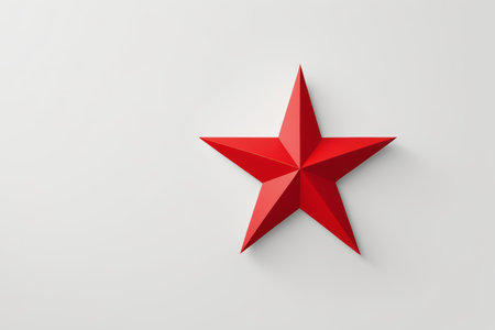 Red solid pentagram on white backgroundの素材