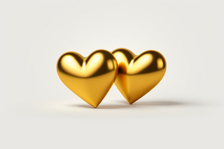 Close-up of two golden heart-shaped objectsの素材