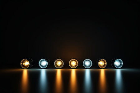 Light-emitting bulb arrangement on black backgroundの素材