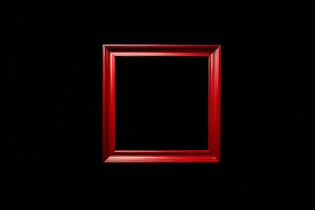 Red photo frame on black backgroundの素材