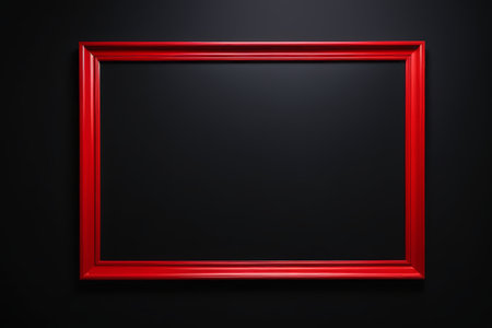 Red photo frame on black backgroundの素材