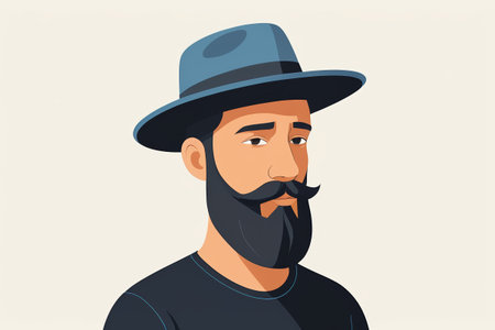 Illustration of a man wearing a hat and beardの素材