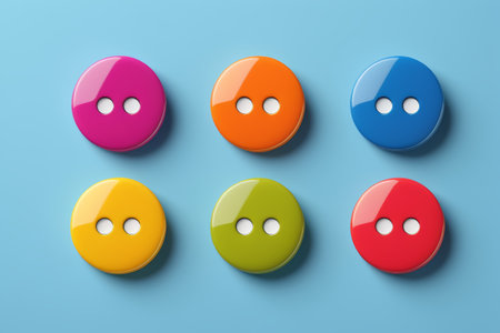 Colorful round button on blue backgroundの素材