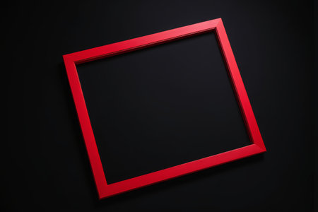 Red square frame on black backgroundの素材