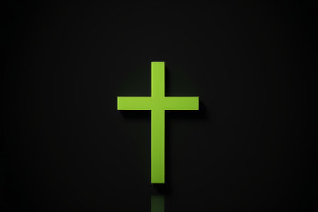 Green Cross on Black Backgroundの素材