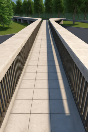 Outdoor concrete pedestrian bridge viewの素材