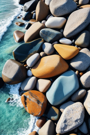 Colorful pebble landscape on the beachの素材