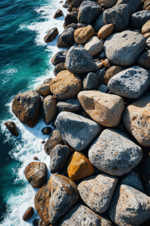 Seaside rocks and waves sceneryの素材