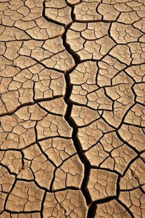 Dry landscape with cracked dry groundの素材