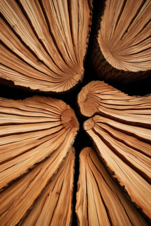 Close-up of stacked logsの素材