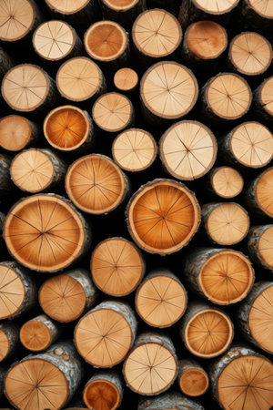 Stacked neatly wood sectionsの素材