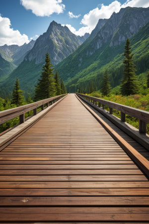 Mountain boardwalk natural sceneryの素材