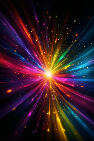 Colorful light radiates abstract backgroundの素材