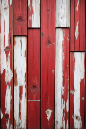 Red and white old wooden wall textureの素材