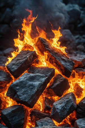 Close-up of a burning bonfireの素材