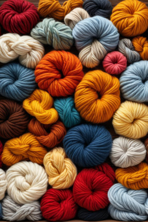 Close-up of colorful wool ballsの素材