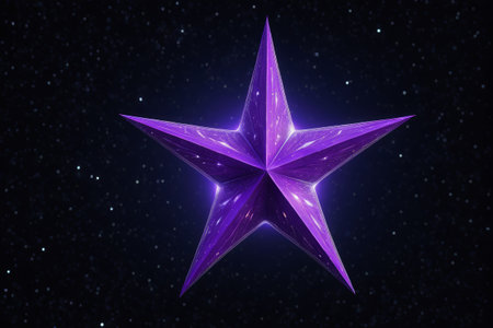 Purple glowing pentagram sky backgroundの素材
