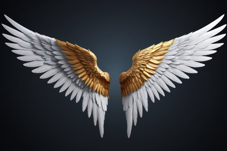 Gold and white angel wings design materialsの素材