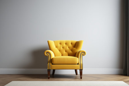 Indoor Yellow Single Sofa Home Sceneの素材