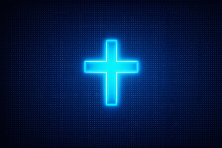 Blue illuminated decagram backgroundの素材