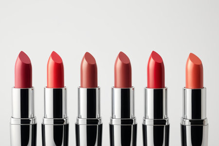 Close-up of multiple red lipsticksの素材