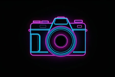 Neon style camera icon design materialsの素材
