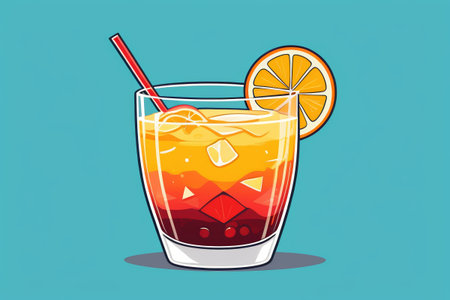 Illustration style orange layered drinkの素材