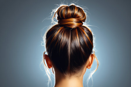 Close up of women's updo hairstyleの素材