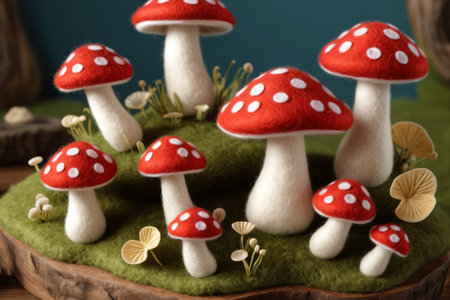 Felt red and white spotted mushroom ornamentsの素材