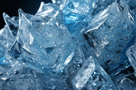 Close-up material of blue ice cubesの素材