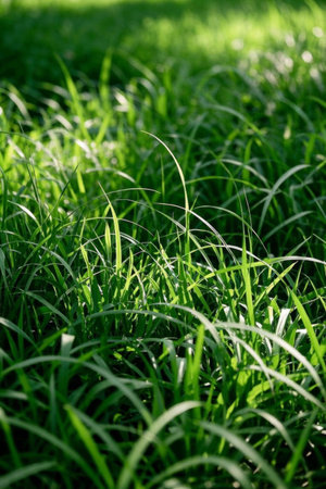 Emerald green grass in the sunの素材
