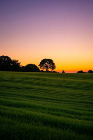 Field sunset natural sceneryの素材