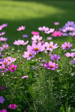 Pink cosmos blooming outdoorsの素材
