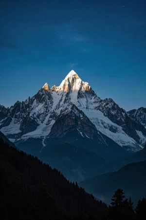 Snow Mountain Night View Natural Sceneryの素材