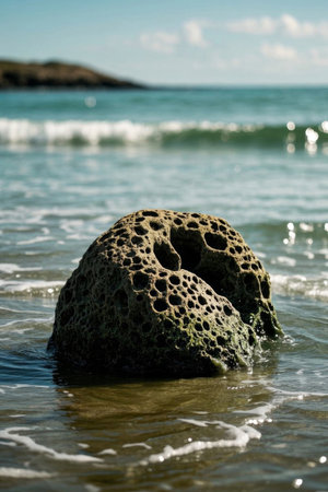 Seaside reef and wave landscapeの素材