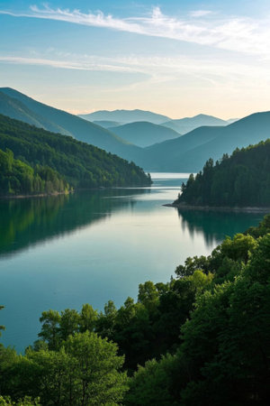 Mountain Lake Forest Natural Sceneryの素材