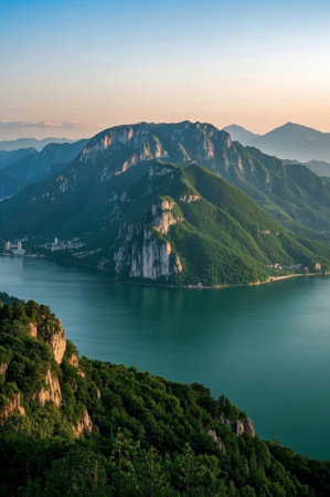 Mountains and rivers depend on natural sceneryの素材