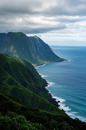 Natural scenery with mountains and seasの素材