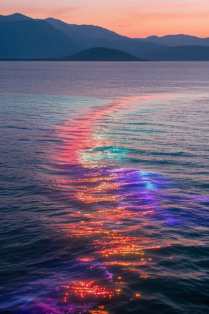 A gorgeous reflection of the water at sunsetの素材