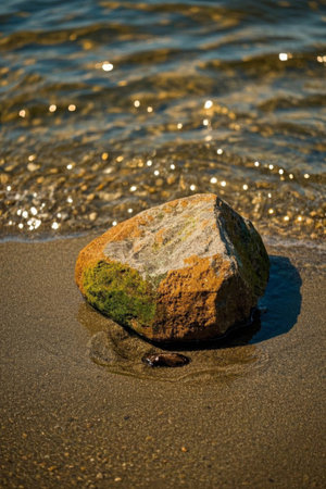 Reefs and waves on the beachの素材