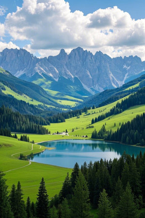 Mountain Lake Forest Natural Sceneryの素材