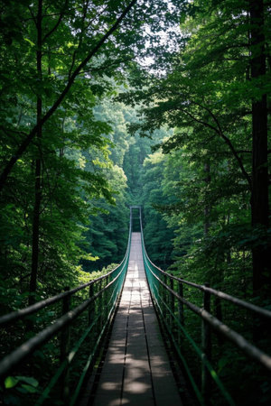 Suspension bridge in the forest natural sceneryの素材