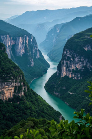Panoramic view of the valley river natureの素材
