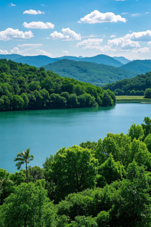 Green mountains and green waters natural sceneryの素材