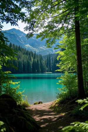 Forest Lake natural sceneryの素材