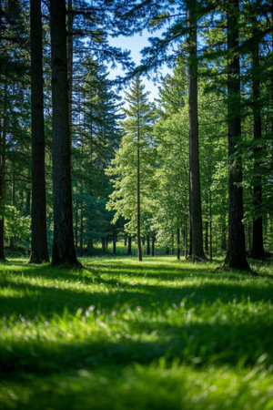 Forest landscape under the sunの素材