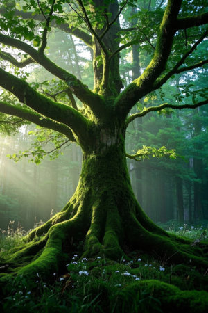 Lush trees in the forestの素材