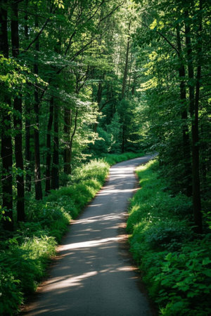 Winding forest paths and natural sceneryの素材